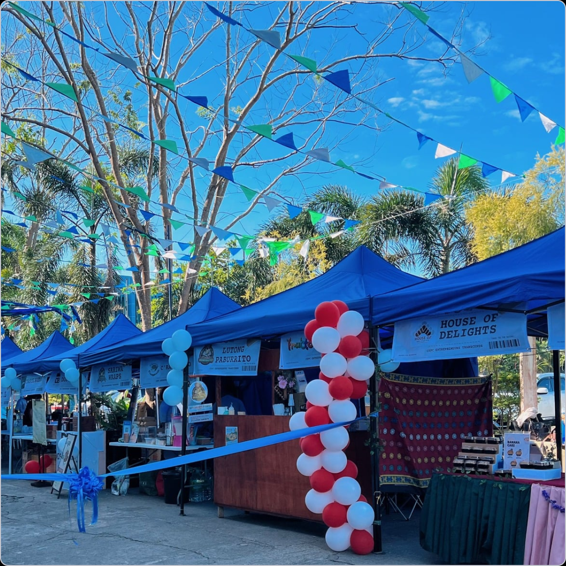 Campus booth with students
